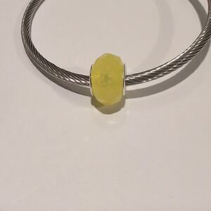 Silver Yellow Faceted Charm for‎ Pandora Style Bracelet